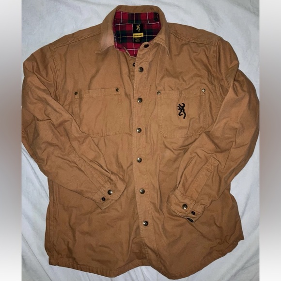 Browning flannel lined insulated canvas utility chore shacket coat corduroy sz M - Picture 1 of 7